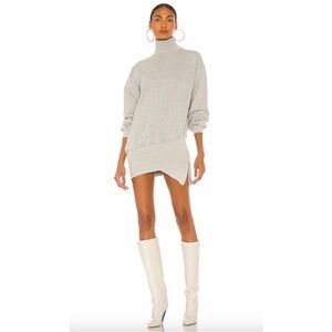 RETROFETE Desreen Sweater Dress Gray Turtleneck Sweatshirt zip XS